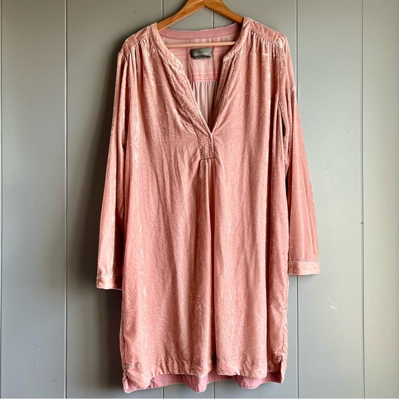 Anthropologie Melody Velvet Tunic Dress size large pink blush HOLIDAY ready - Picture 5 of 12